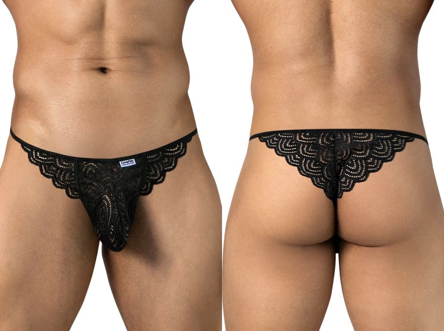 CandyMan Seductive Lace Briefs - Black