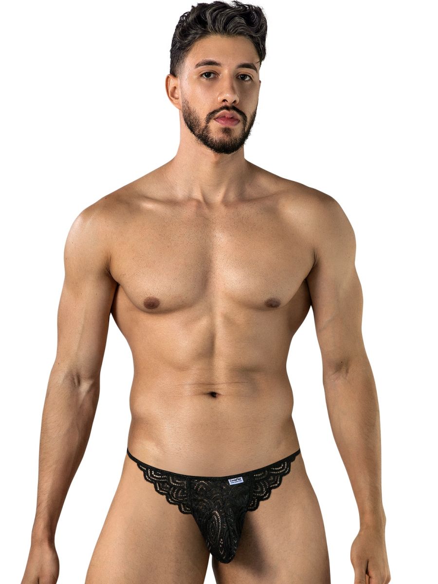 CandyMan Seductive Lace Briefs - Black