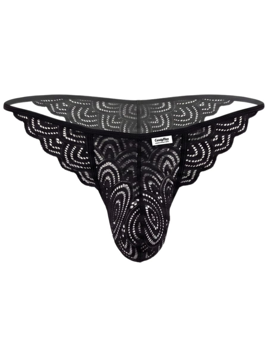 CandyMan Seductive Lace Briefs - Black