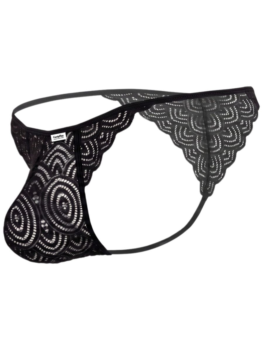CandyMan Seductive Lace Briefs - Black