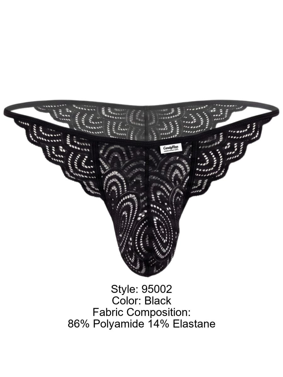 CandyMan Seductive Lace Briefs - Black