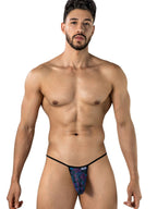 CandyMan Stylish Mesh Thongs - Printed Blue
