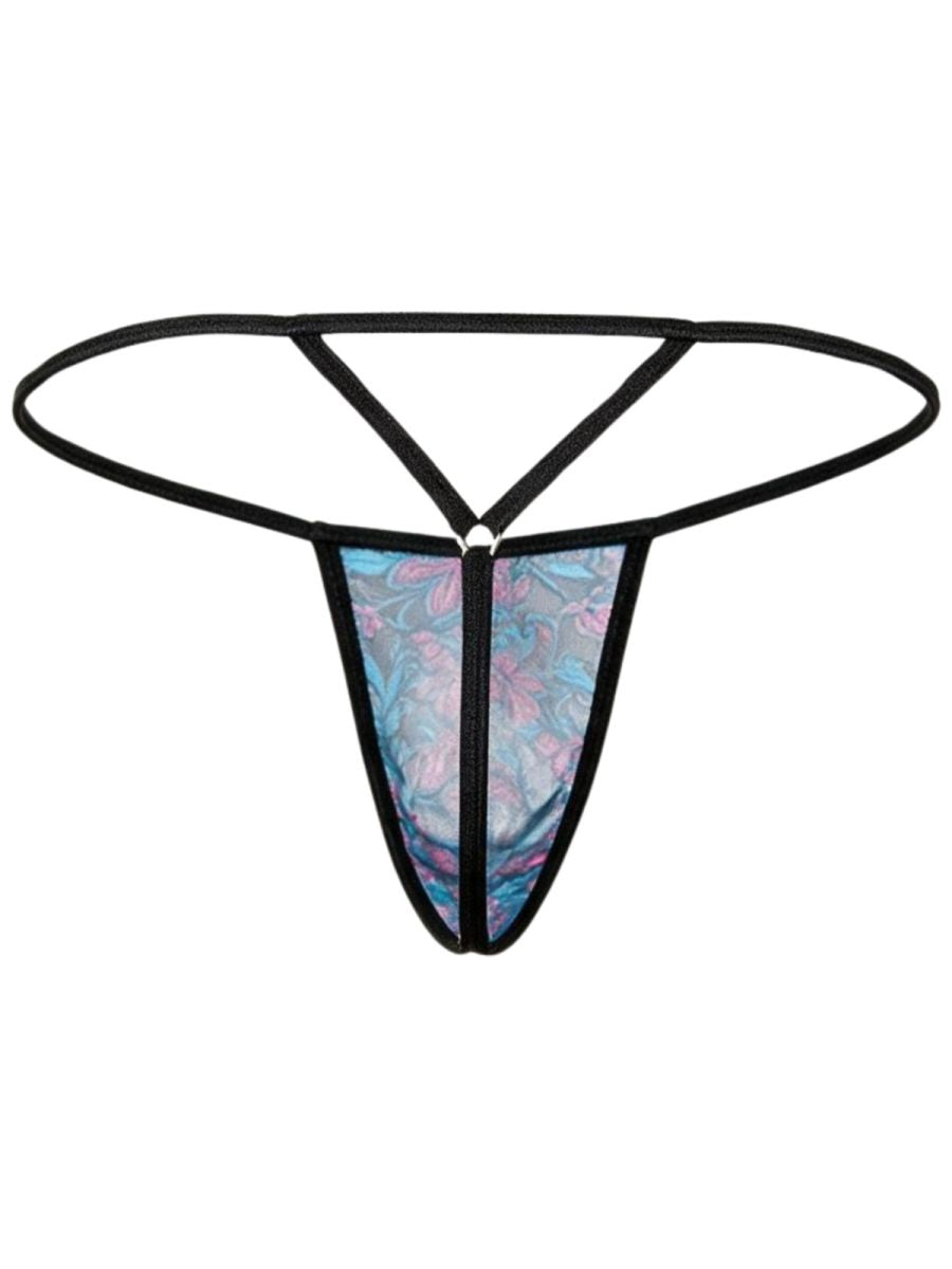 CandyMan Stylish Mesh Thongs - Printed Blue
