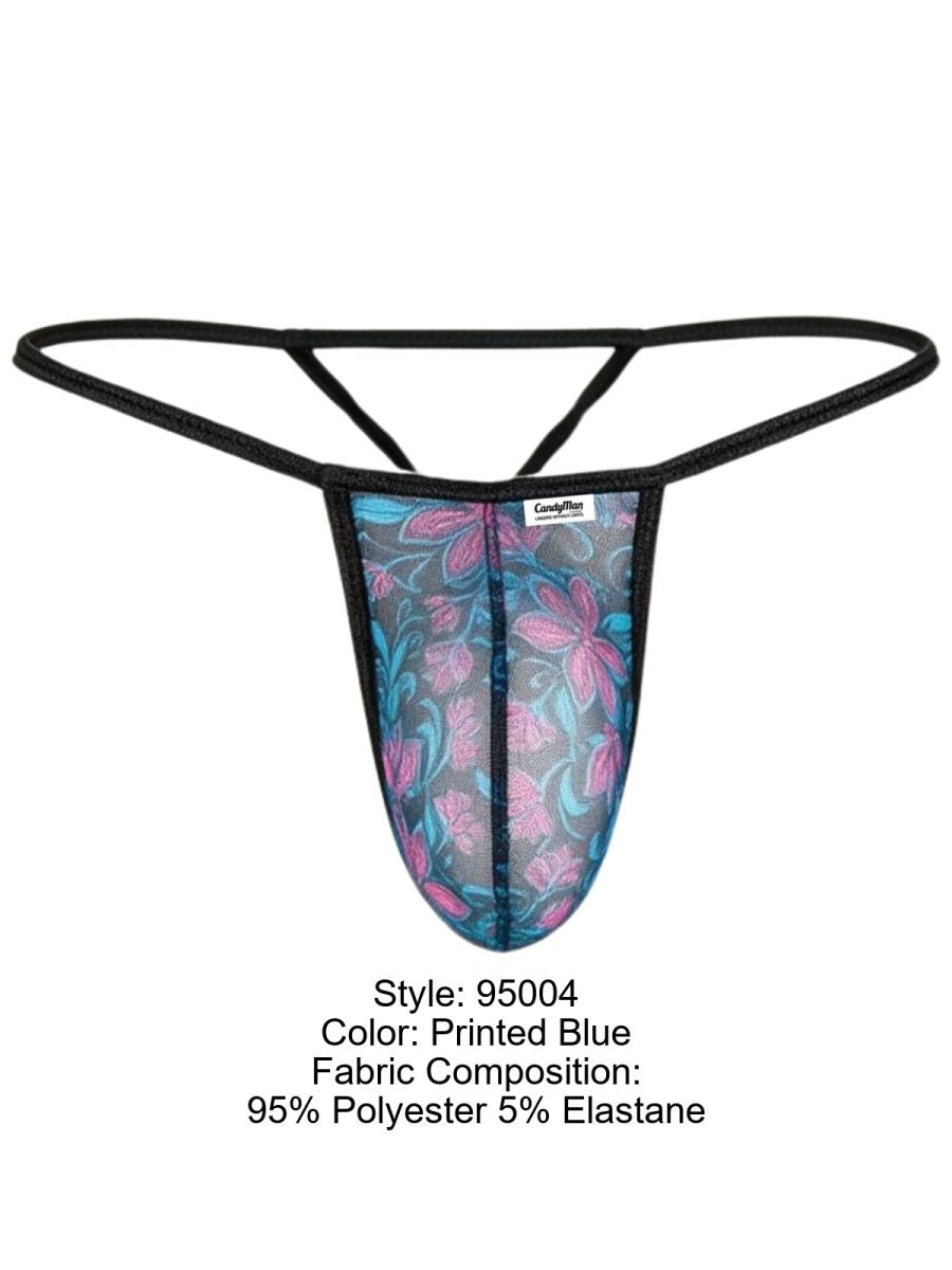 CandyMan Stylish Mesh Thongs - Printed Blue