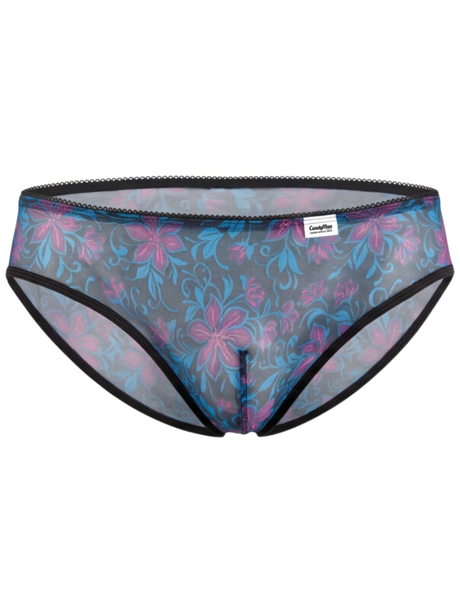 CandyMan Printed Mesh Briefs - Blue