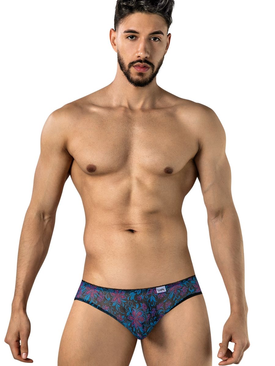 CandyMan Printed Mesh Briefs - Blue