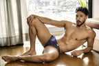 CandyMan Printed Mesh Briefs - Blue