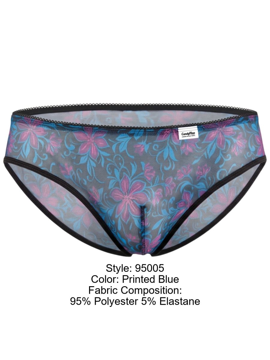 CandyMan Printed Mesh Briefs - Blue