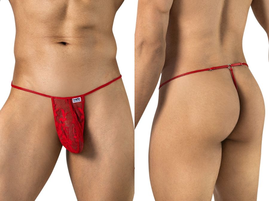 CandyMan Seductive Lace Thong - Red