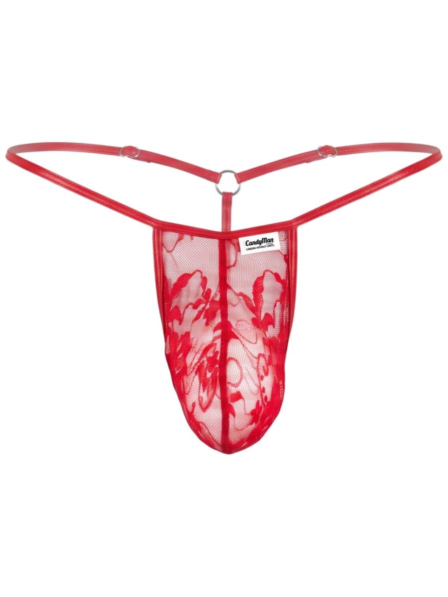 CandyMan Seductive Lace Thong - Red