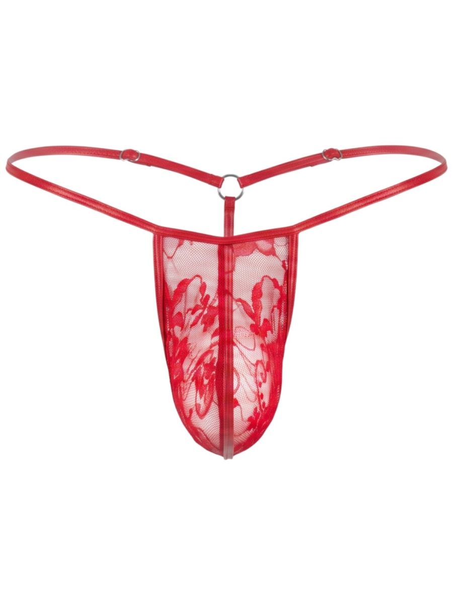 CandyMan Seductive Lace Thong - Red