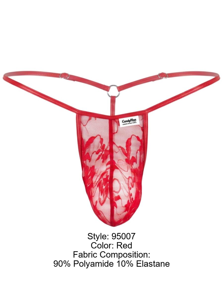 CandyMan Seductive Lace Thong - Red