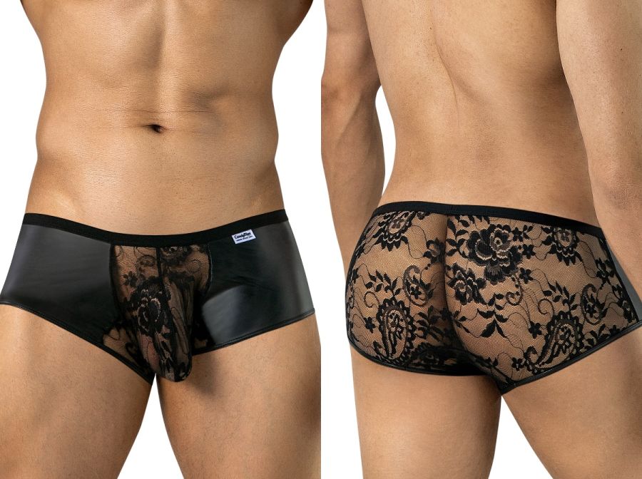 CandyMan Seductive Lace Trunks - Black