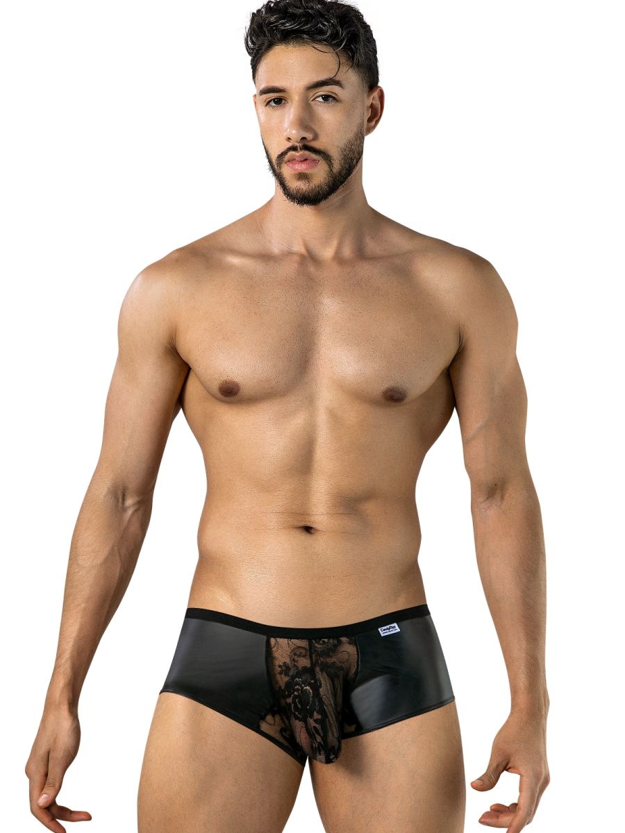 CandyMan Seductive Lace Trunks - Black