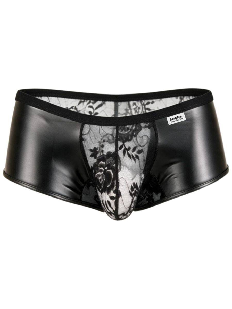 CandyMan Seductive Lace Trunks - Black