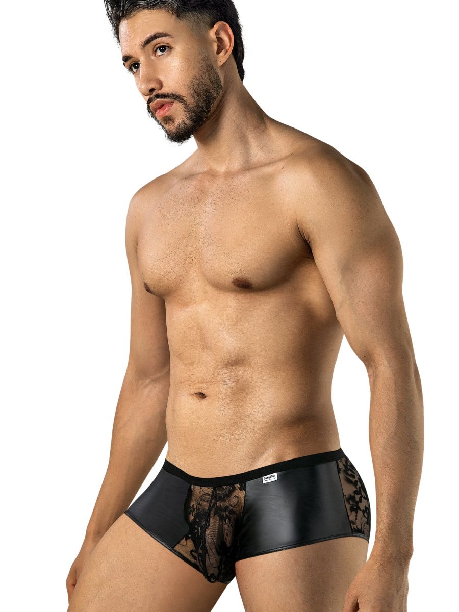 CandyMan Seductive Lace Trunks - Black