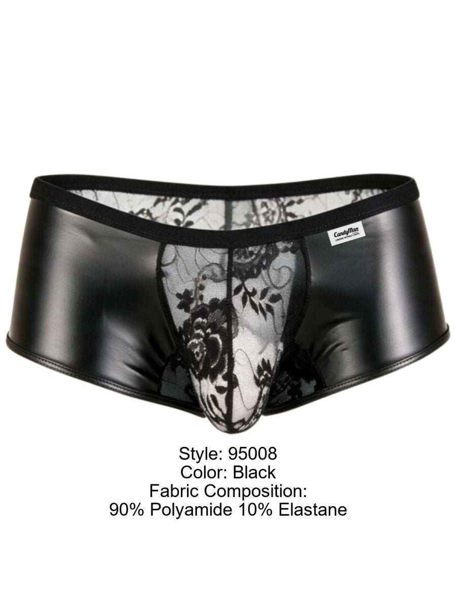 CandyMan Seductive Lace Trunks - Black