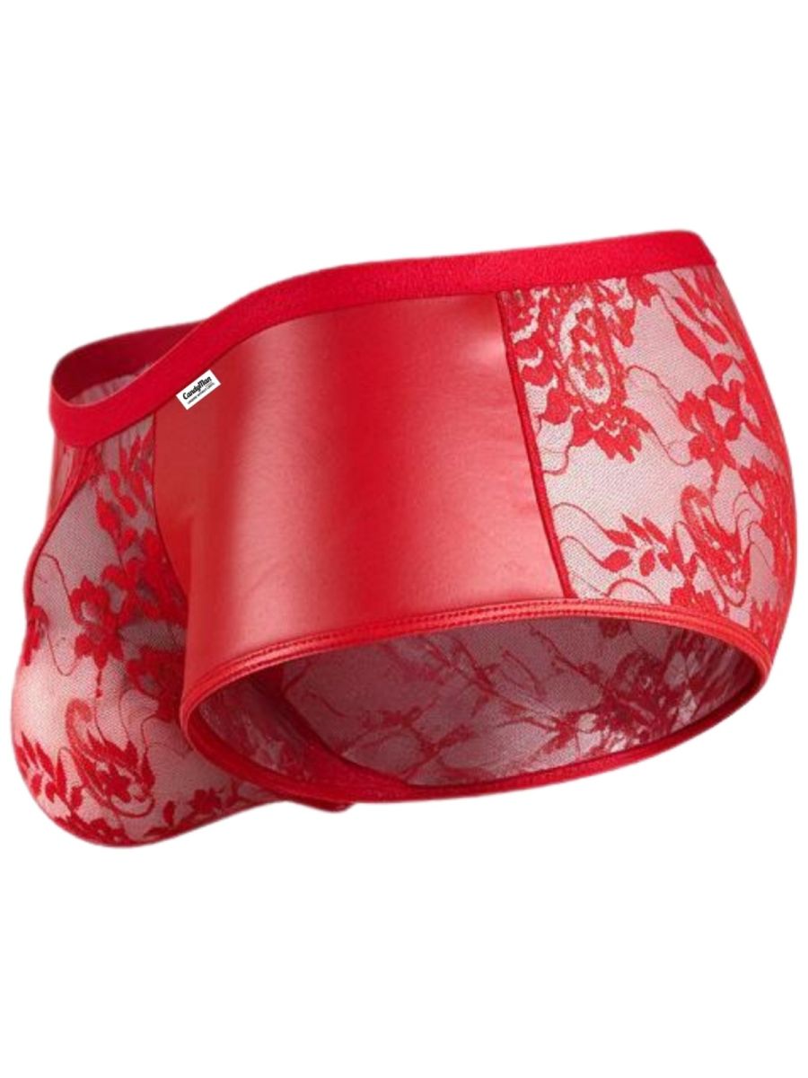 CandyMan Seductive Lace Trunks - Red