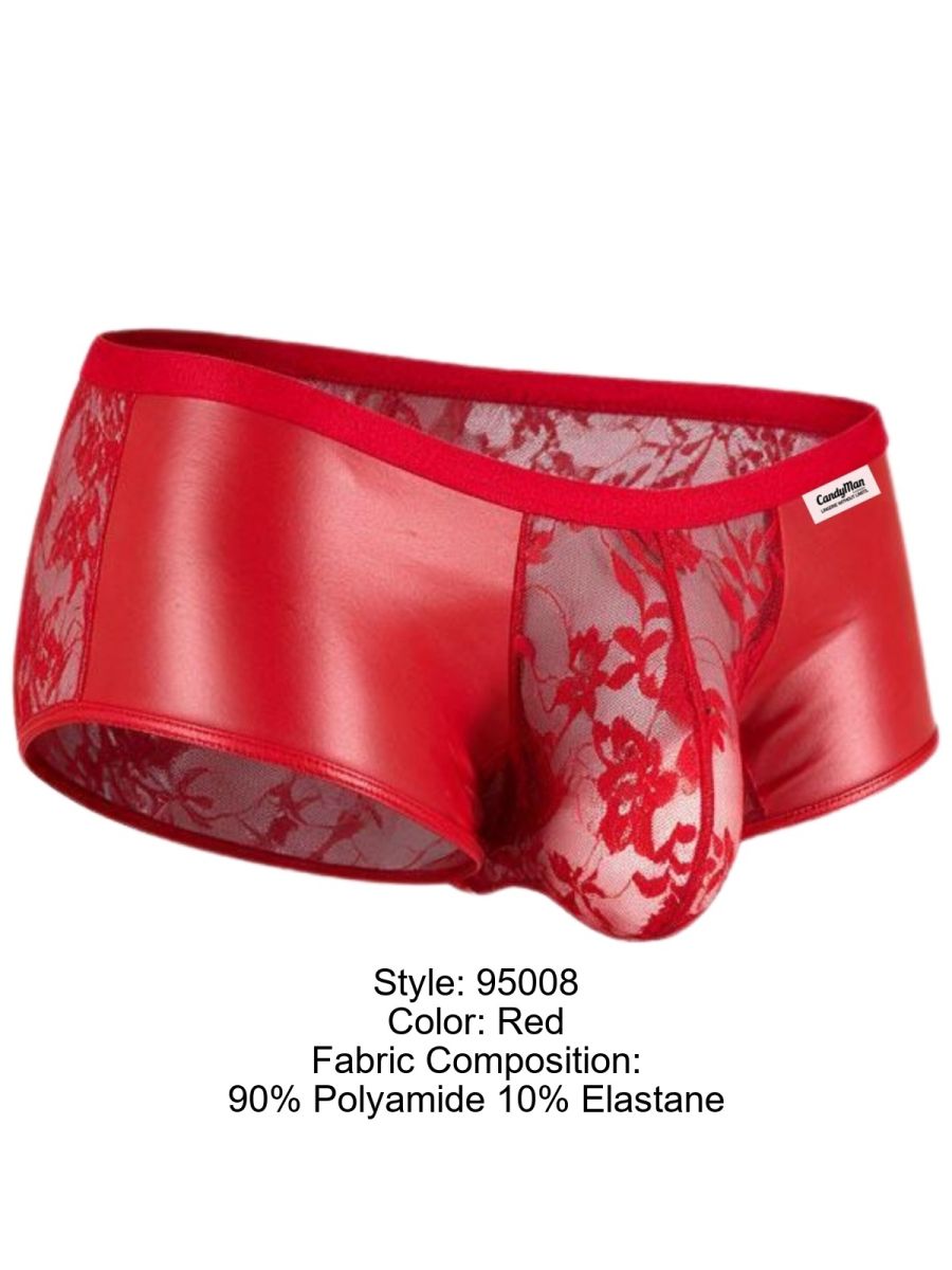CandyMan Seductive Lace Trunks - Red
