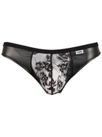 CandyMan Seductive Floral Lace Thongs - Black