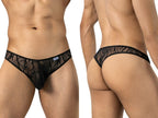 CandyMan Seductive Abstract Lace Thongs - Black