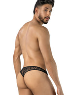 CandyMan Seductive Abstract Lace Thongs - Black