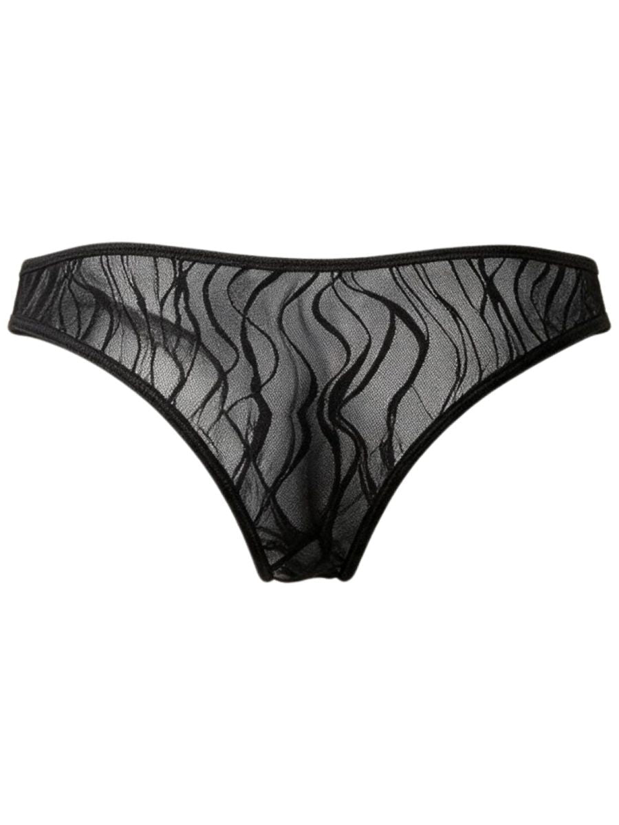 CandyMan Seductive Abstract Lace Thongs - Black