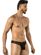 CandyMan Seductive Abstract Lace Thongs - Black