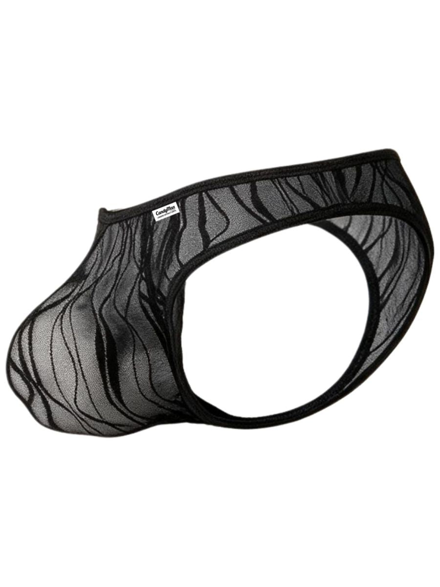 CandyMan Seductive Abstract Lace Thongs - Black