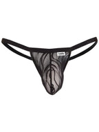 CandyMan Seductive Patterned Lace Thongs - Black