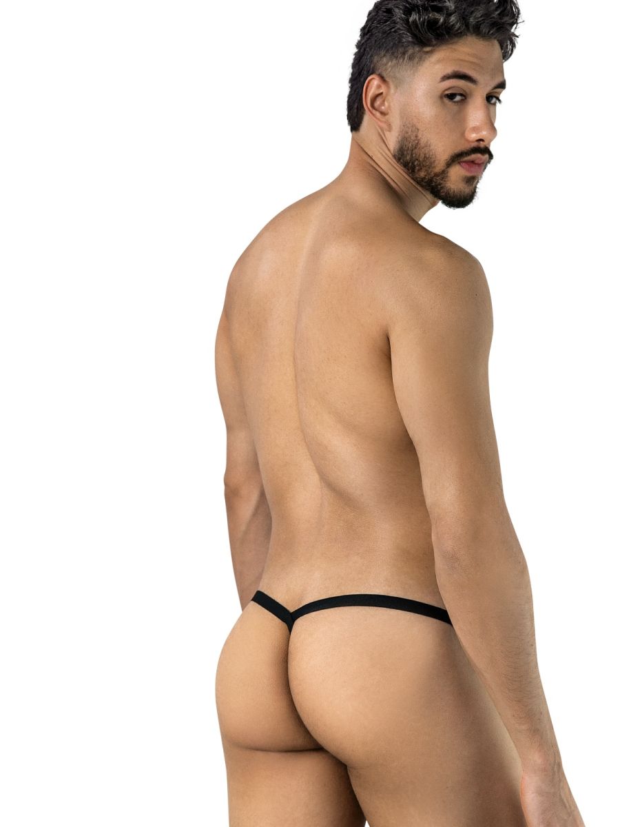 CandyMan Seductive Patterned Lace Thongs - Black