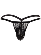 CandyMan Seductive Patterned Lace Thongs - Black