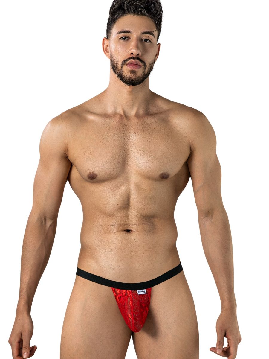 CandyMan 95013 Men's Underwear Seductive Lace Thongs Color Red-Black