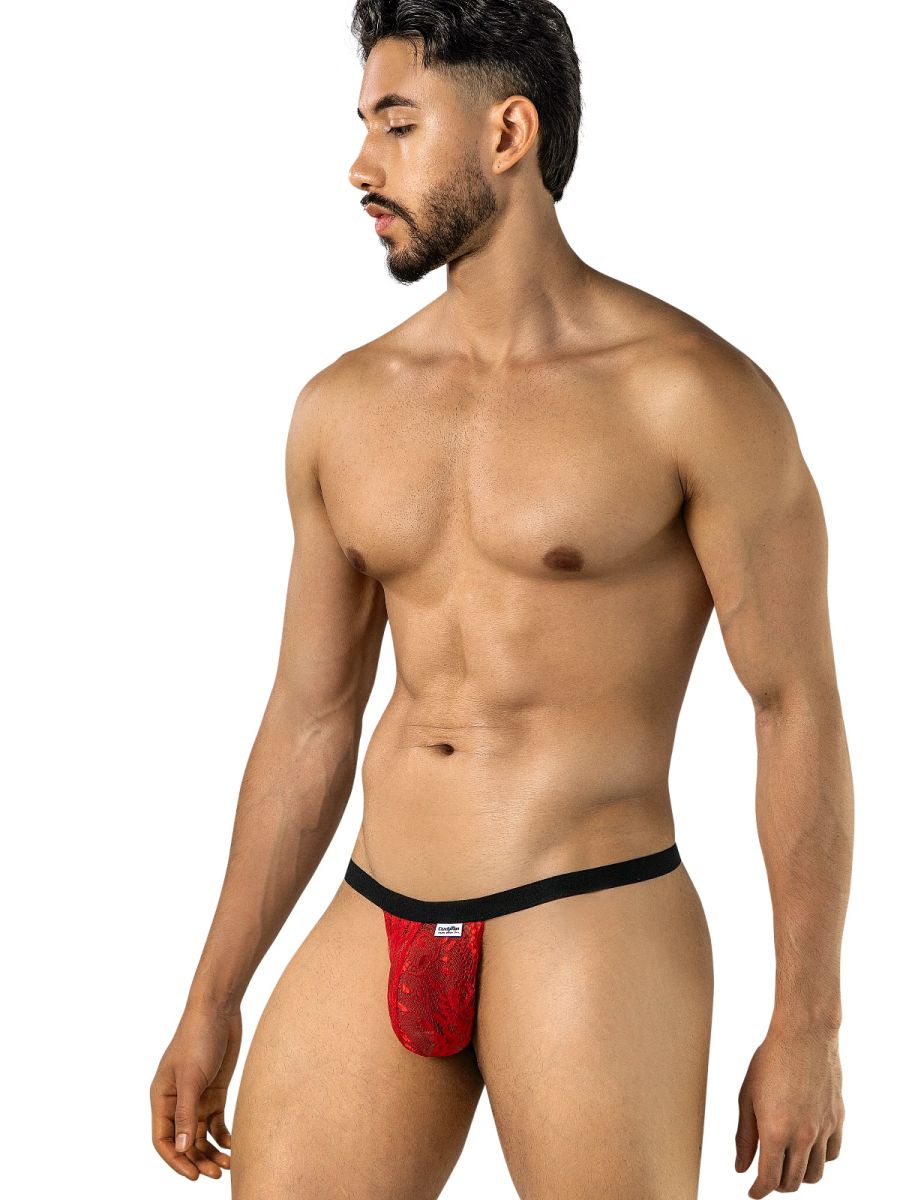 CandyMan 95013 Men's Underwear Seductive Lace Thongs Color Red-Black