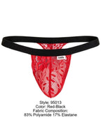 CandyMan 95013 Men's Underwear Seductive Lace Thongs Color Red-Black