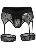 CandyMan Seductive Garter Thongs - Black