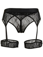 CandyMan Seductive Garter Thongs - Black