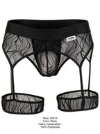 CandyMan Seductive Garter Thongs - Black