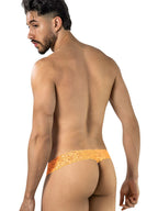 CandyMan Seductive Lace Thongs - Blue-Hot Orange