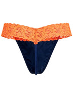 CandyMan Seductive Lace Thongs - Blue-Hot Orange