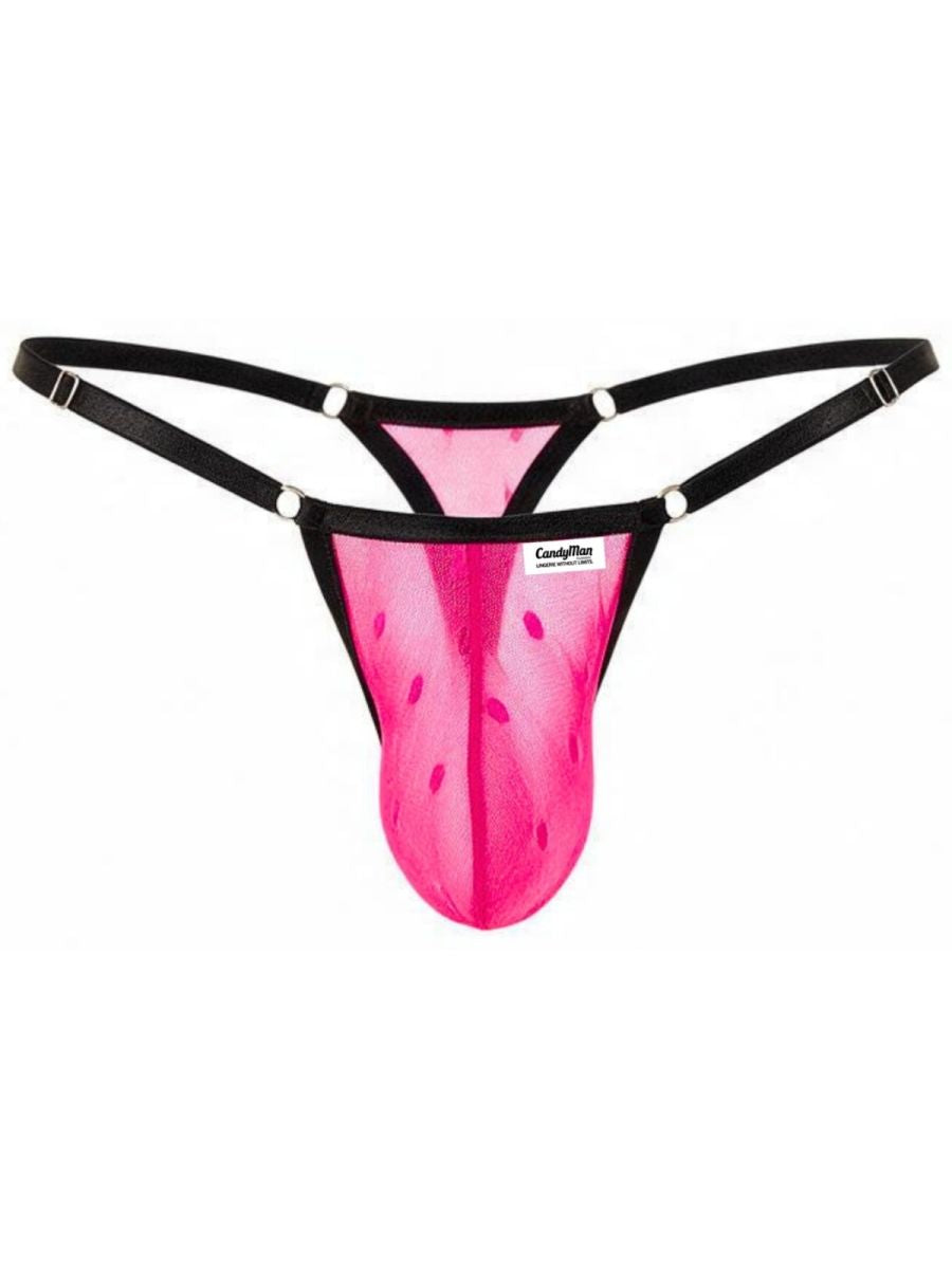 CandyMan 95016 Men's Underwear Sexy Mesh Thongs Color Hot Pink