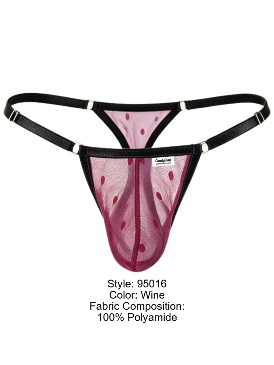 CandyMan 95016 Men's Underwear Sexy Mesh Thongs Color Wine