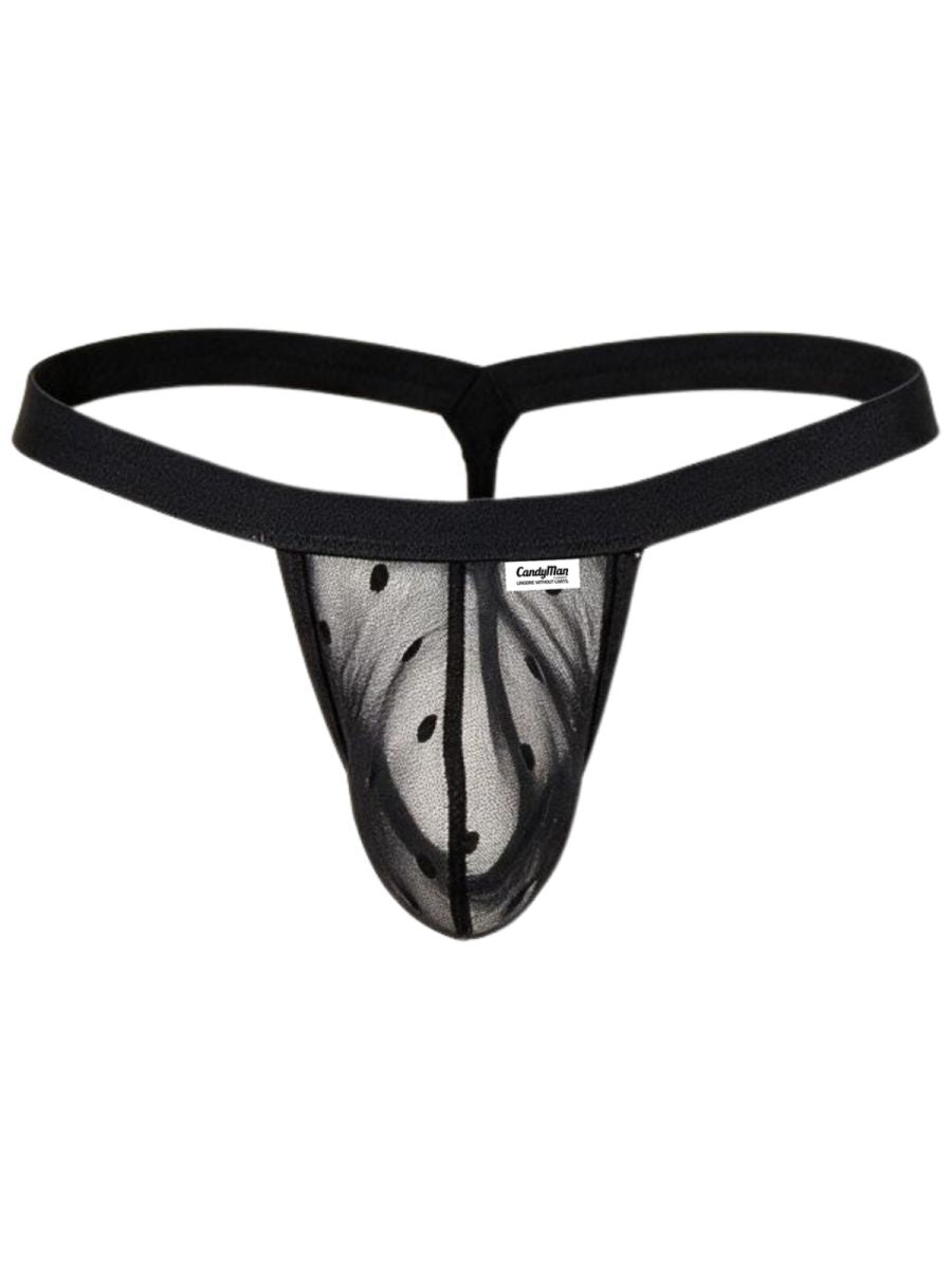 CandyMan 95017 Men's Underwear Mesh Thongs Color Black