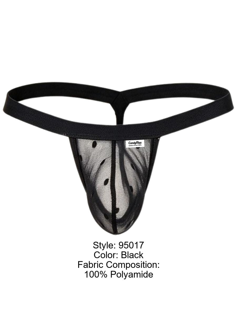 CandyMan 95017 Men's Underwear Mesh Thongs Color Black