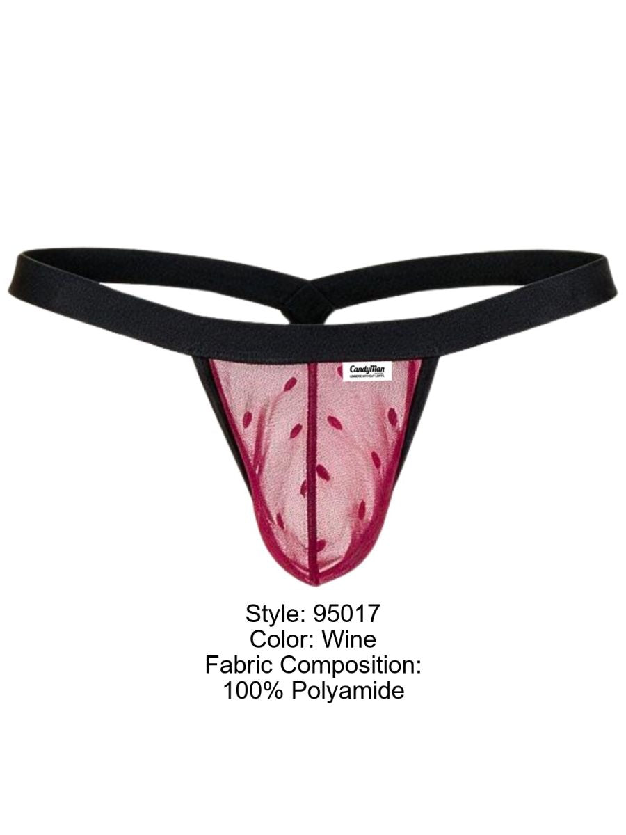CandyMan 95017 Men's Underwear Mesh Thongs Color Wine