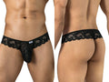 CandyMan Elegant Lace Thongs - Black