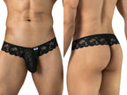 CandyMan Elegant Lace Thongs - Black