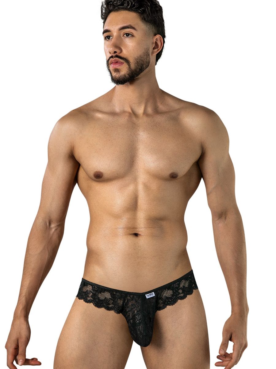 CandyMan Elegant Lace Thongs - Black