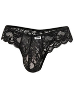 CandyMan Elegant Lace Thongs - Black