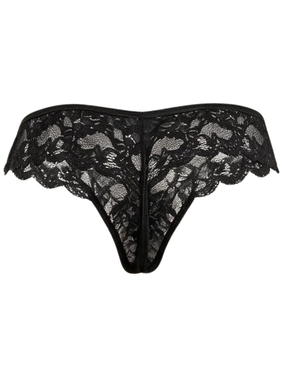 CandyMan Elegant Lace Thongs - Black